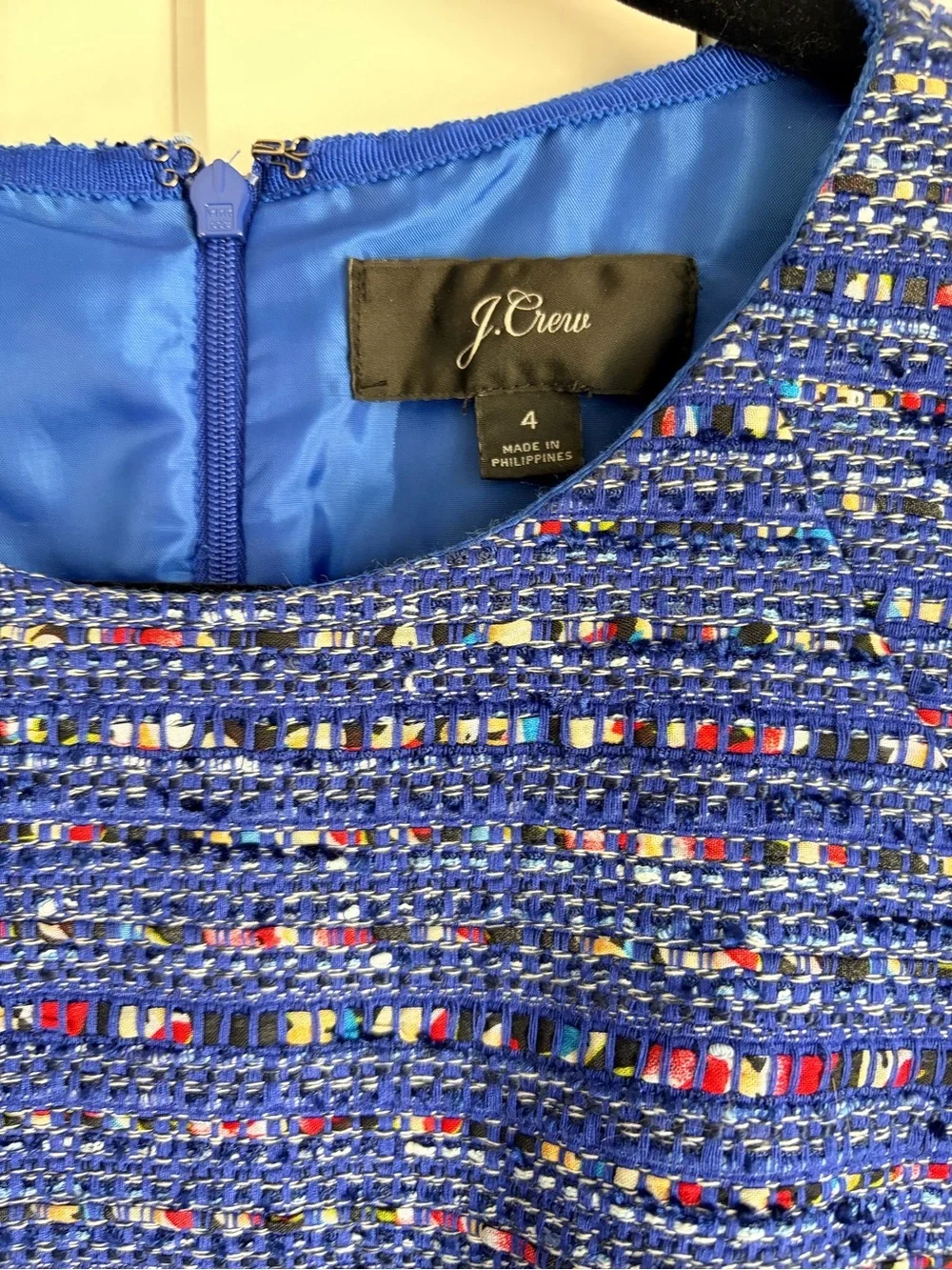 J. Crew Royal Blue Tweed Dress with Multicolor Flecks | 4